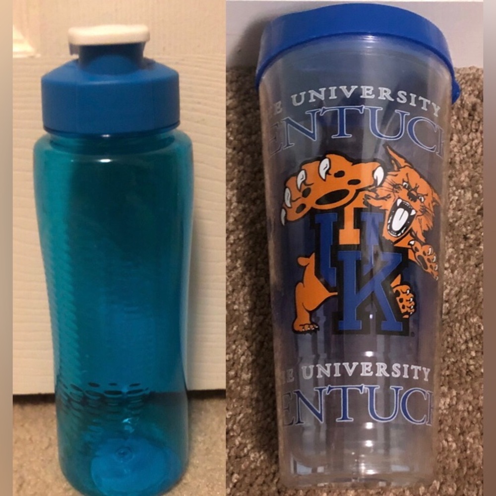 Blue Water Bottle and University of Kentucky Tumbler
